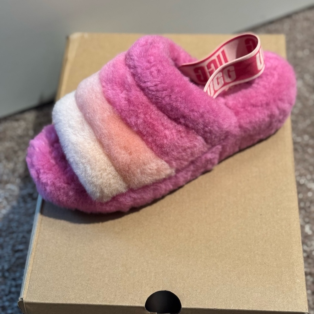 UGG Kids Fuzzy Pink and Peach Slippers